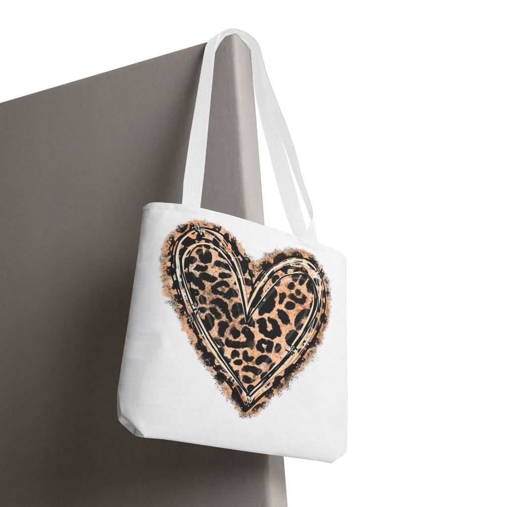 Leopard Heart Tote Bag – Animal Print Heart Canvas Tote
