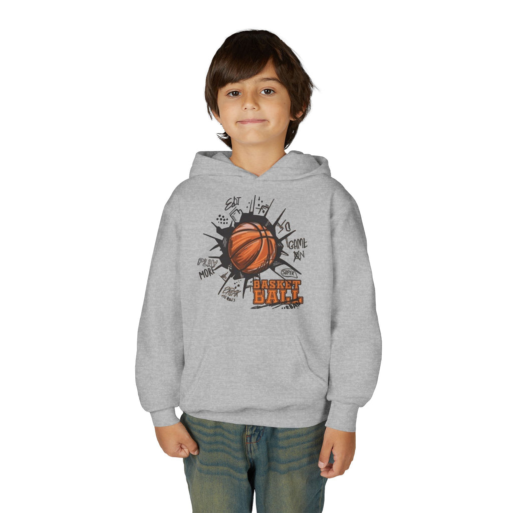 Youth Basketball Hoodie – "Basket Ball" Graphic Pullover for Kids