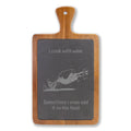Engraved Wine Lover Charcuterie Board — "I cook with wine" Slate Serving Paddle
