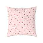 Heart Confetti Square Pillow — Pink Decorative Throw Pillow for Valentine’s Day & Romantic Home Decor