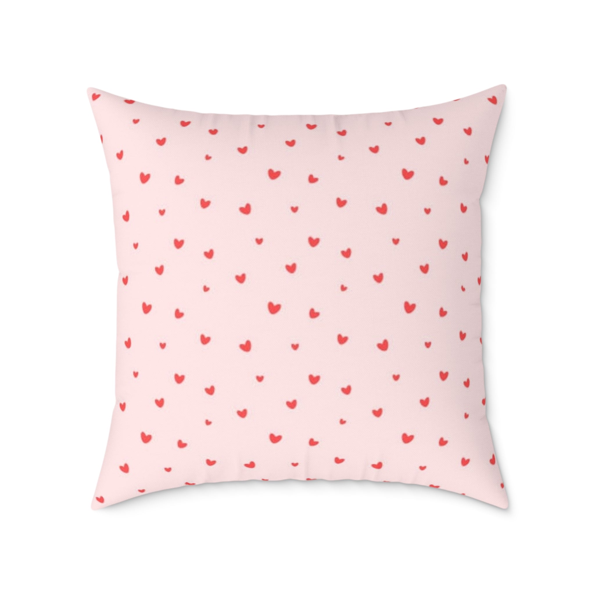Heart Confetti Square Pillow — Pink Decorative Throw Pillow for Valentine’s Day & Romantic Home Decor