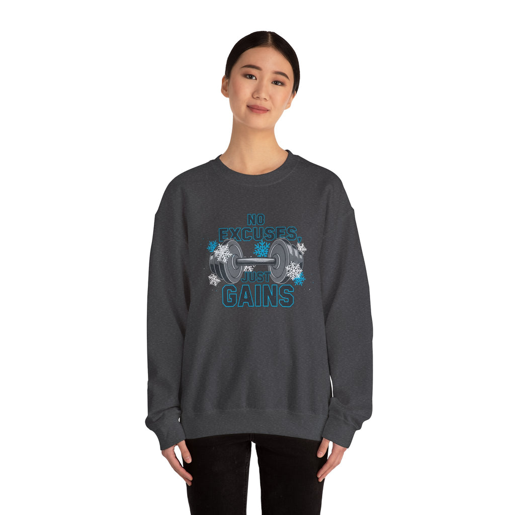 No Excuses Just Gains Sweatshirt | winter workout shirt, fitspiration apparel