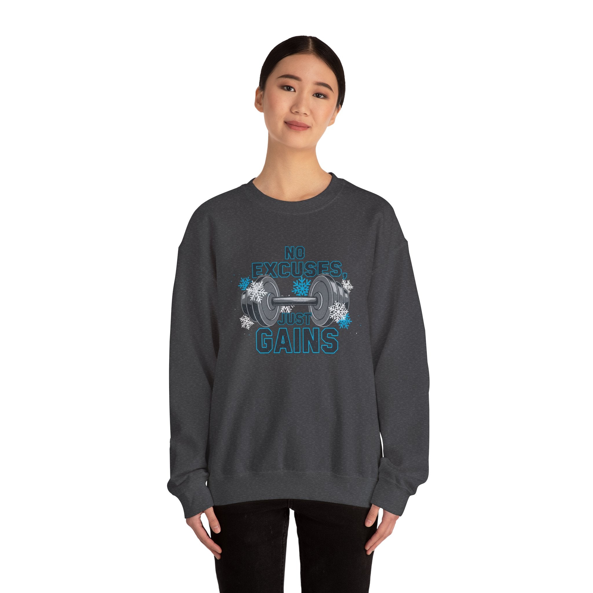 No Excuses Just Gains Sweatshirt | winter workout shirt, fitspiration apparel