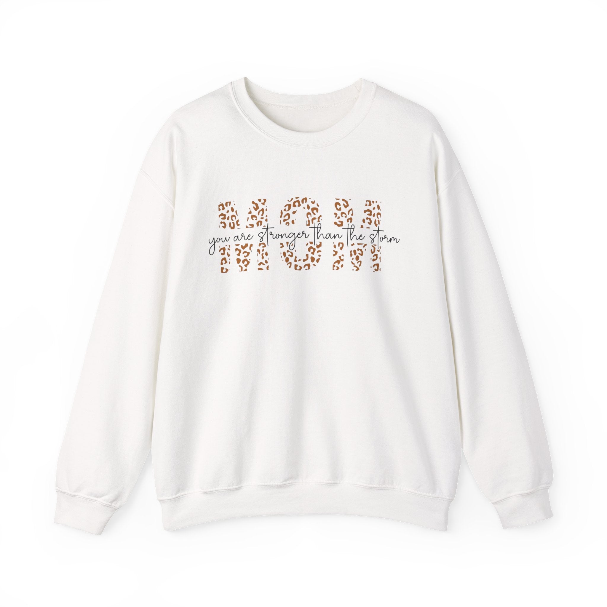 Mom Leopard Print Crewneck Sweatshirt - 'Mom' Script Graphic, Mother's Day Gift