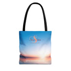 Sunset Beach Tote Bag — Sweet Skies Logo AOP Carryall