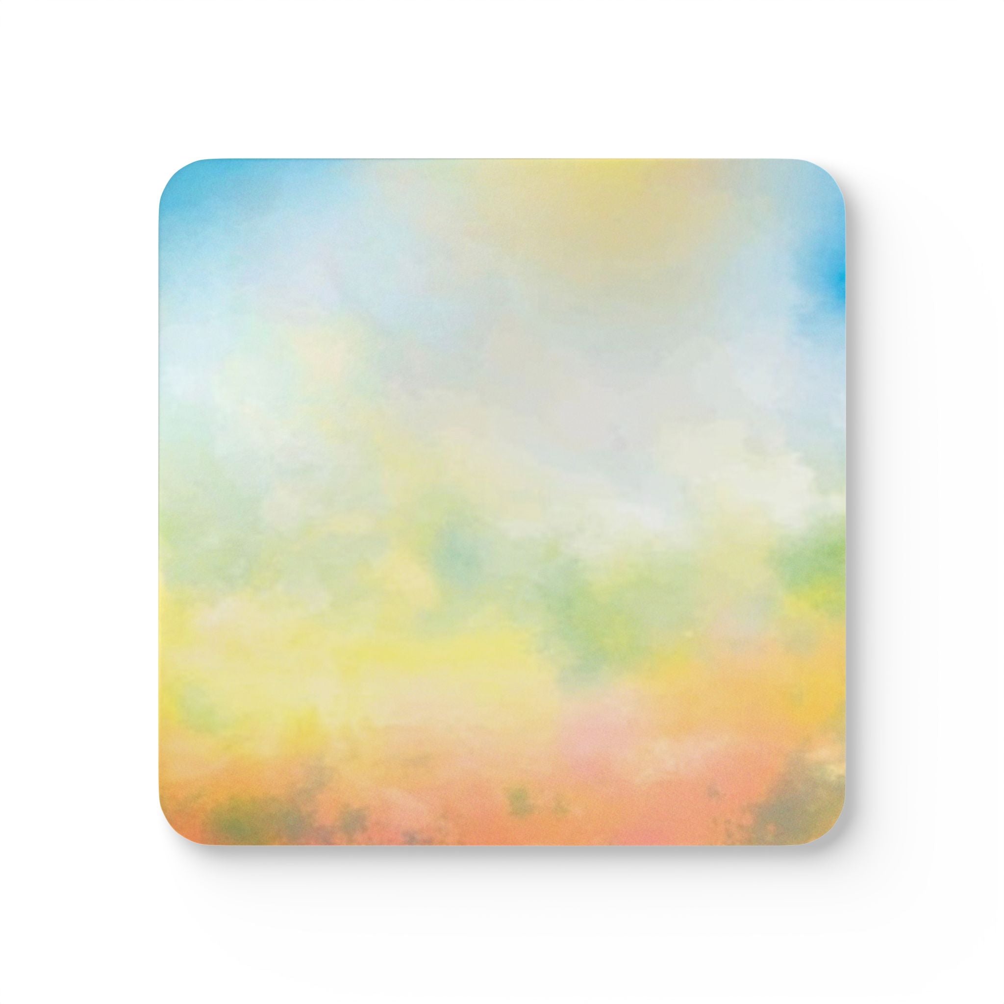 Abstract Pastel Watercolor Cork Coaster Set — Square Drink Coasters