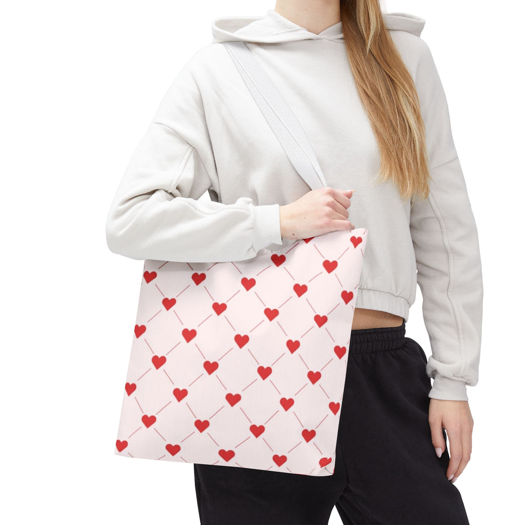 Heart Pattern Tote Bag — Pink Red Valentine Shopper
