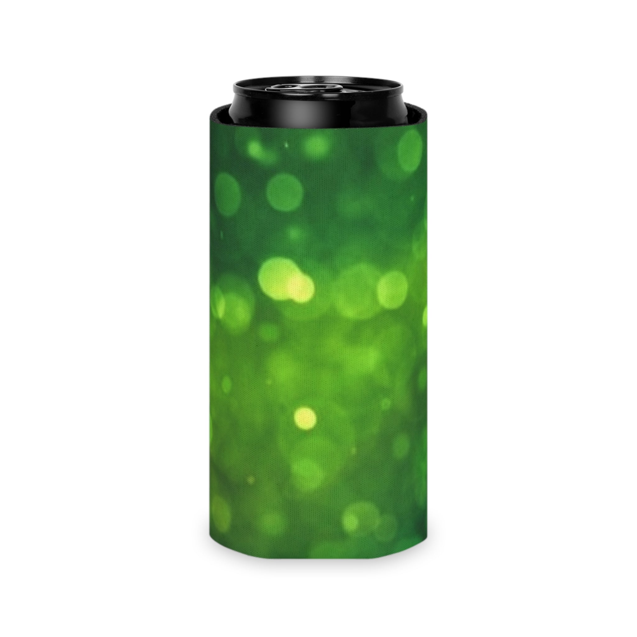 Green Bokeh Can Cooler – Insulated Beverage Koozie