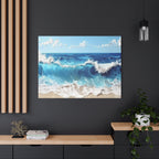Ocean Waves Matte Canvas Wall Art — Blue Seascape Stretched Canvas