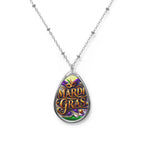 Mardi Gras Oval Necklace — Beaded Mask Pendant