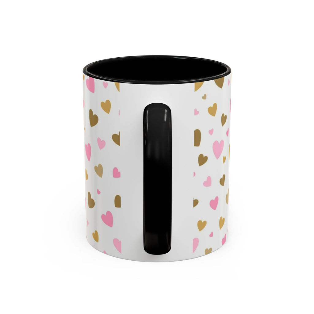 Pink & Gold Heart Accent Coffee Mug — Romantic Valentine’s Tea & Coffee Cup
