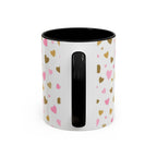 Pink & Gold Heart Accent Coffee Mug — Romantic Valentine’s Tea & Coffee Cup