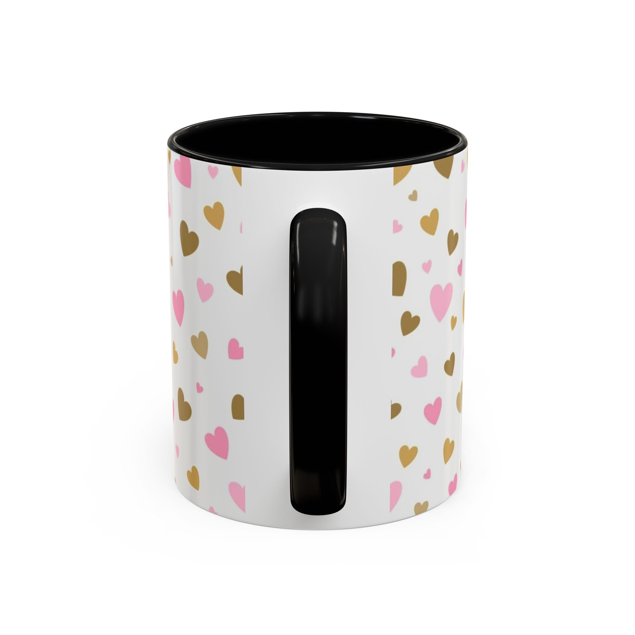 Pink & Gold Heart Accent Coffee Mug — Romantic Valentine’s Tea & Coffee Cup