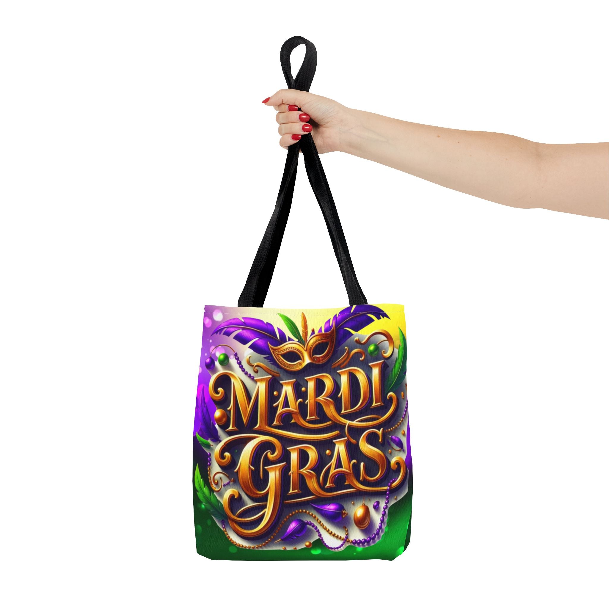 Mardi Gras Tote Bag — Colorful Carnival Mask & Beads Festival Tote