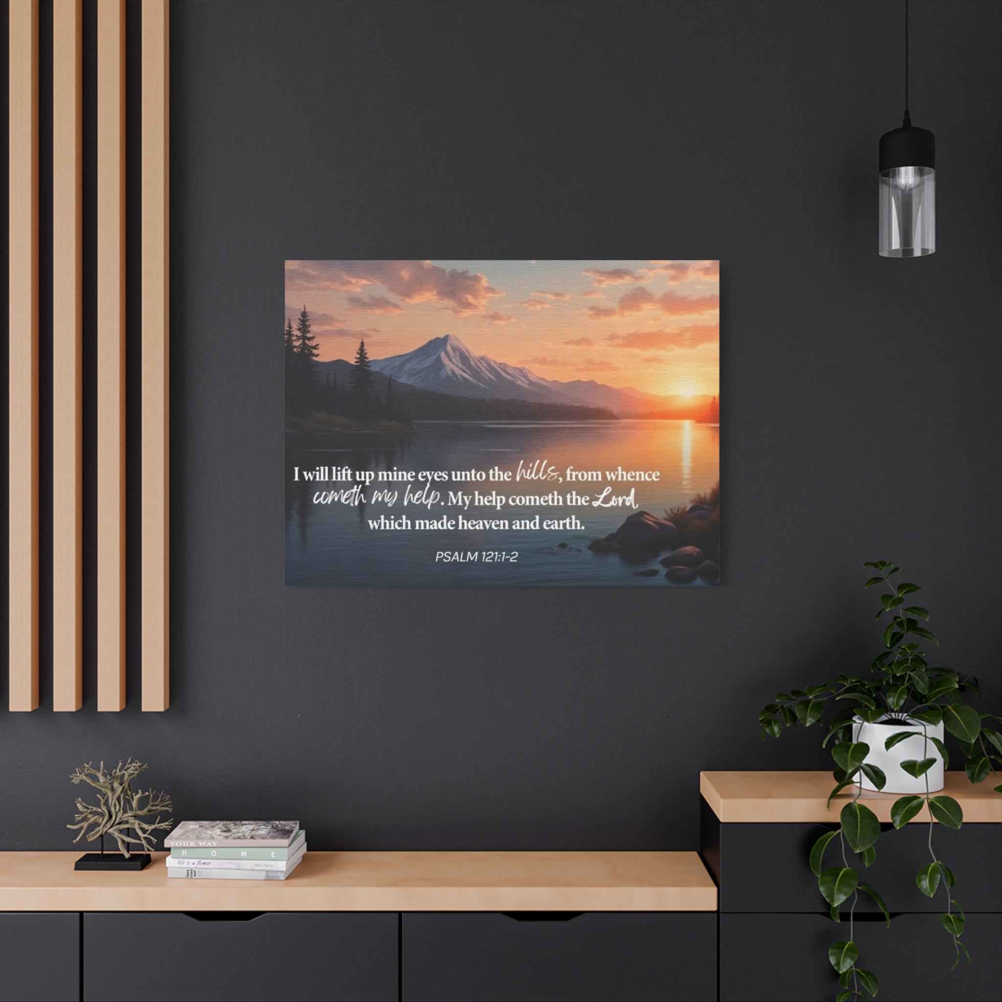 Psalm 121 Canvas Wall Art — "I Will Lift Up Mine Eyes unto the Hills" Inspirational Landscape