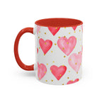 Pink Watercolor Hearts Accent Coffee Mug — Romantic Valentine’s Day Gift