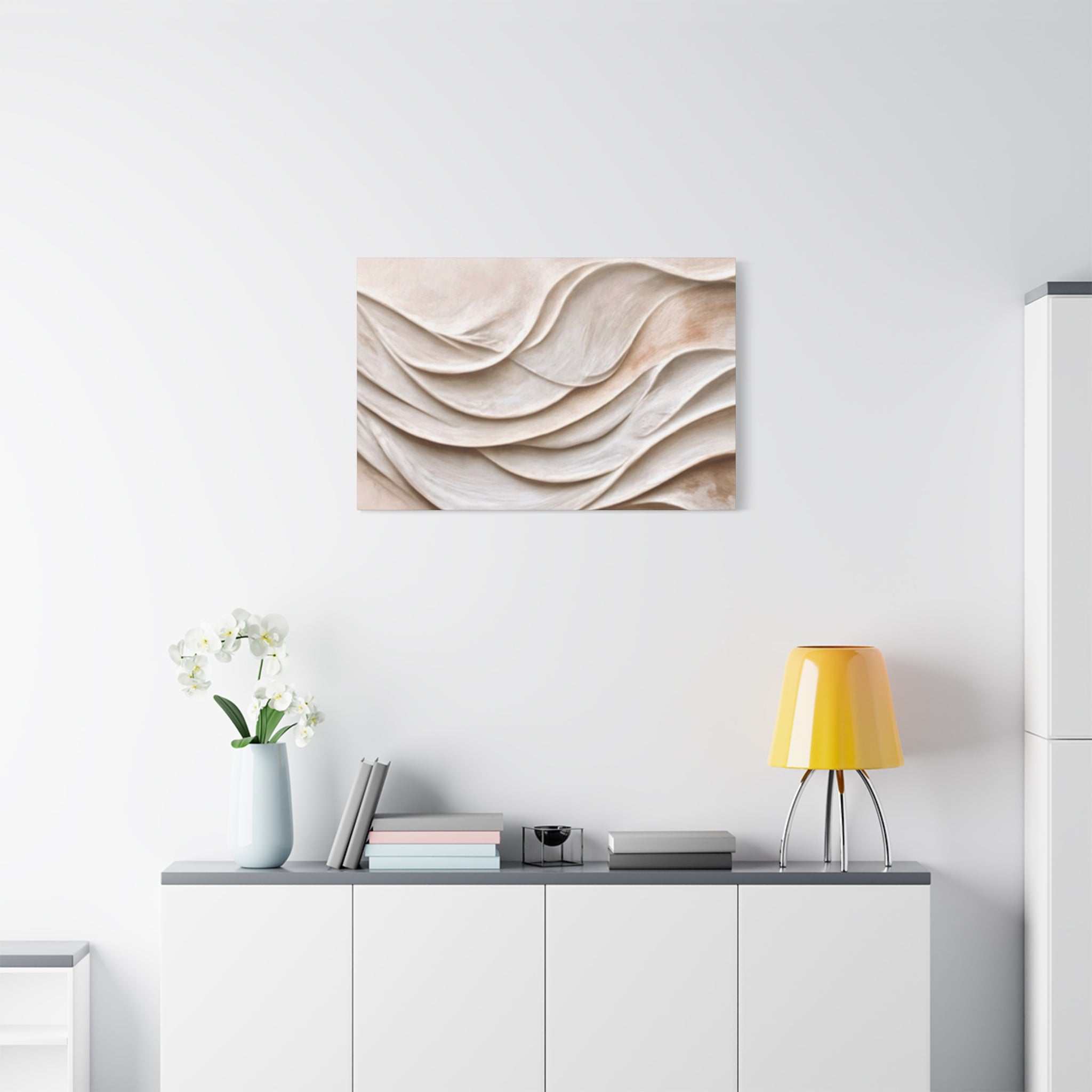 Neutral Abstract Wave Texture Matte Canvas Wall Art