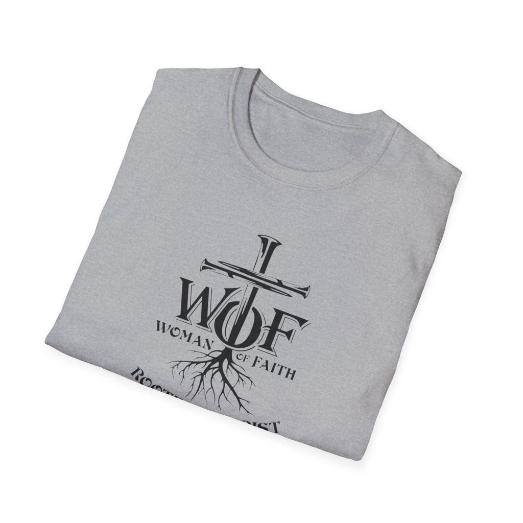 Faith T-Shirt - "WOF Woman of Faith Rooted in Christ" Christian Tee