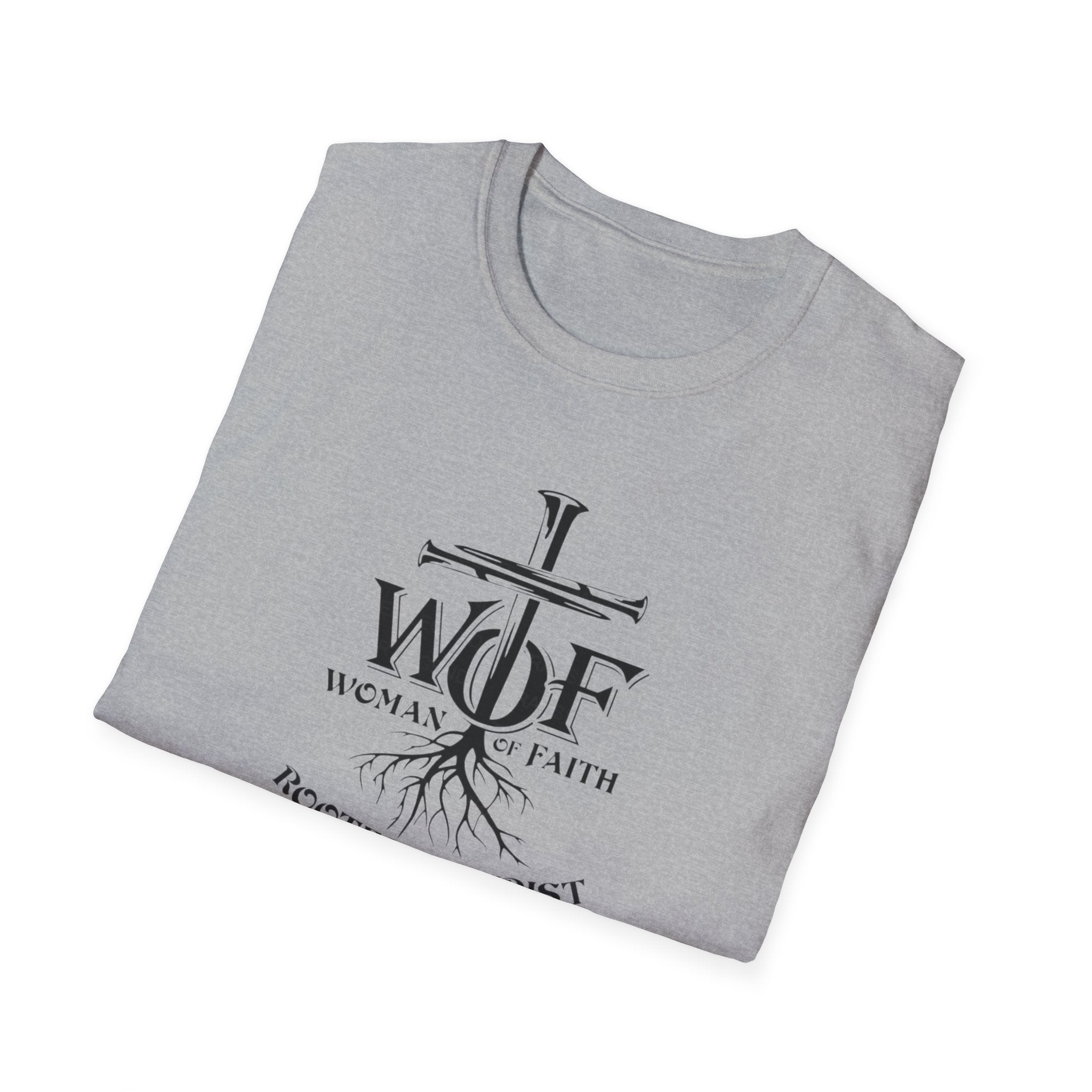 Faith T-Shirt - "WOF Woman of Faith Rooted in Christ" Christian Tee