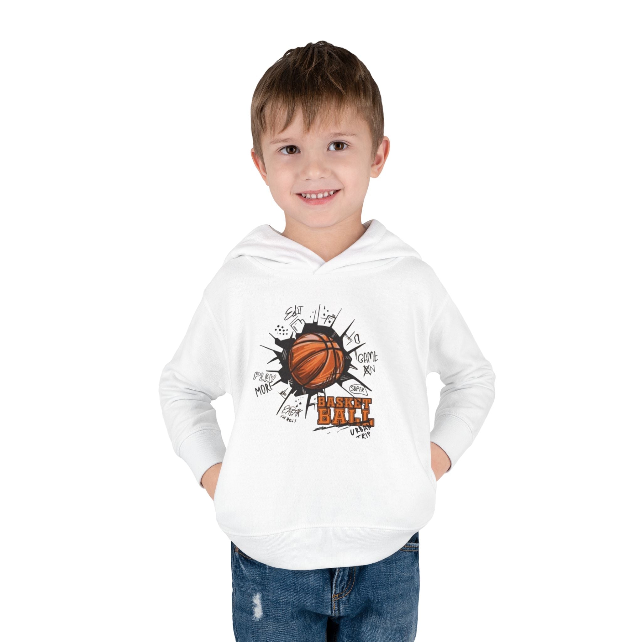 Toddler Basketball Hoodie – 'Ball' Graphic Pullover for Kids