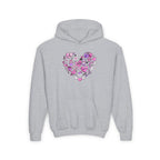 Youth Heart Doodle Hoodie — Pink Valentine Love Graphic Sweatshirt