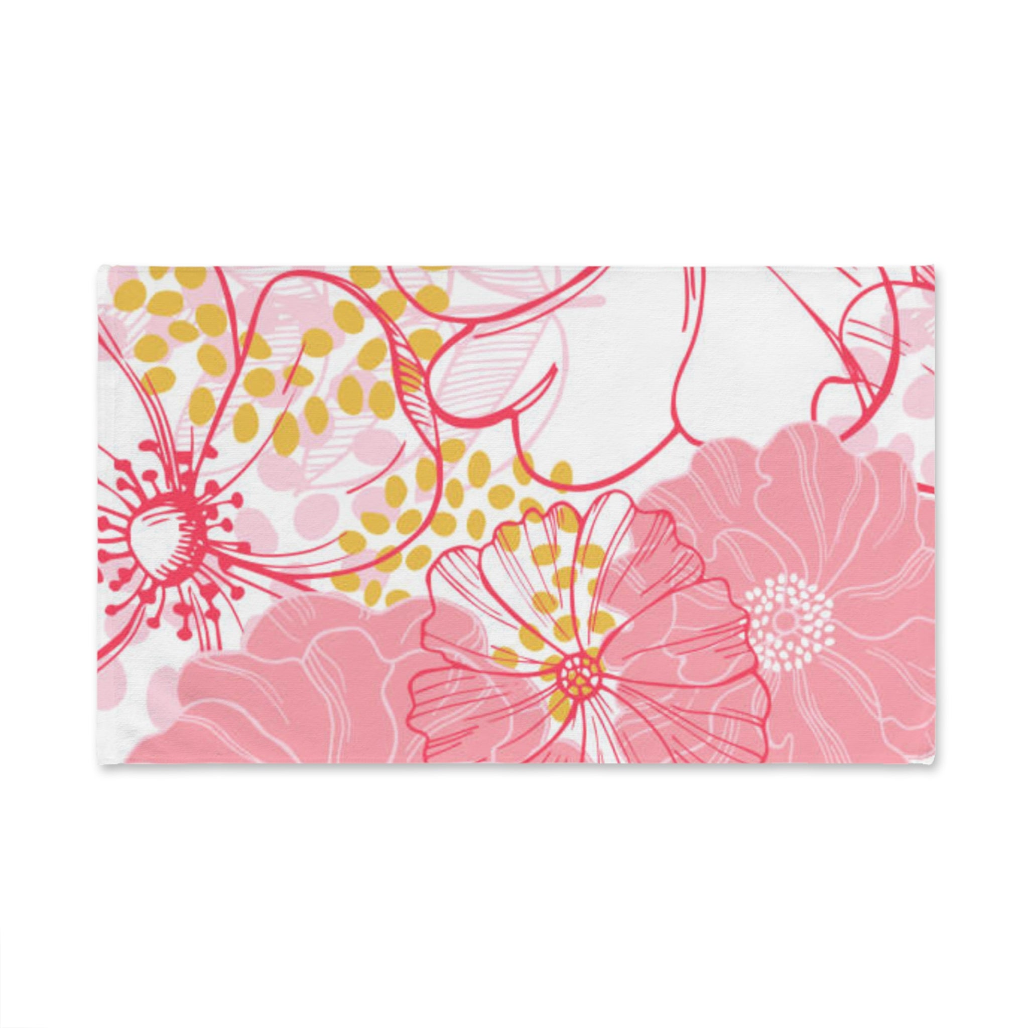 Pink Floral Hand Towel — Modern Botanical Kitchen & Bath Accent