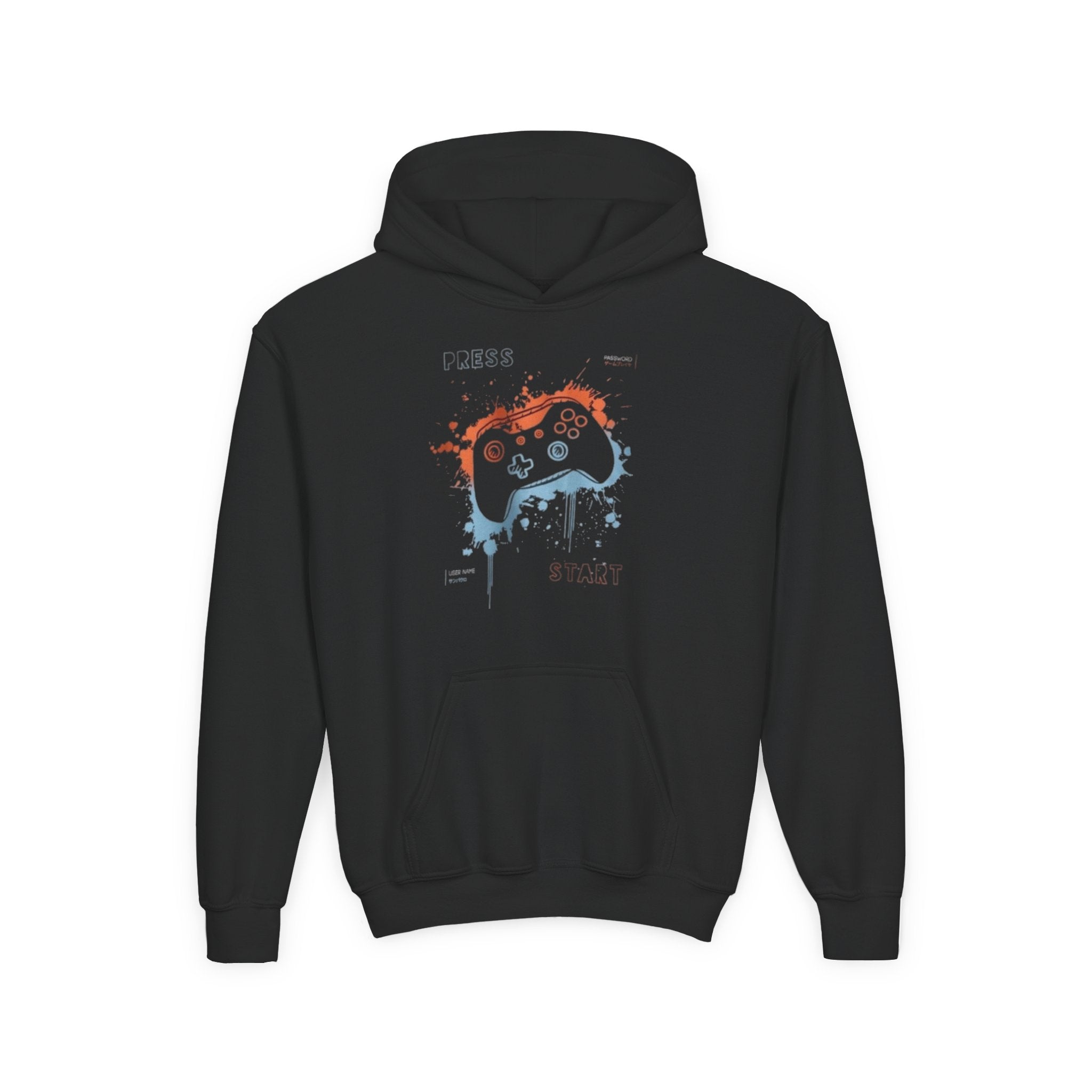 Gaming Controller Hoodie — Retro Neon Gamer Youth Sweatshirt