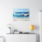 Ocean Waves Matte Canvas Wall Art — Blue Seascape Stretched Canvas