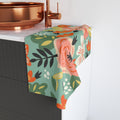 Floral Hand Towel — Coral & Teal Garden Bouquet