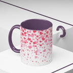 Heart Confetti Accent Coffee Mug — Pink Valentine’s Day Gift (11/15oz)