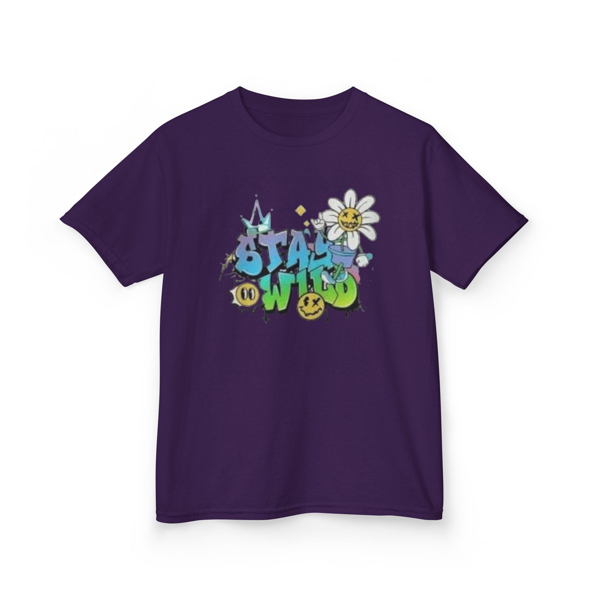 Kids Tee — "Stay Wild" Graffiti Daisy Graphic
