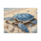 Blue Sea Turtle Canvas Art — Coastal Beach Wall Decor