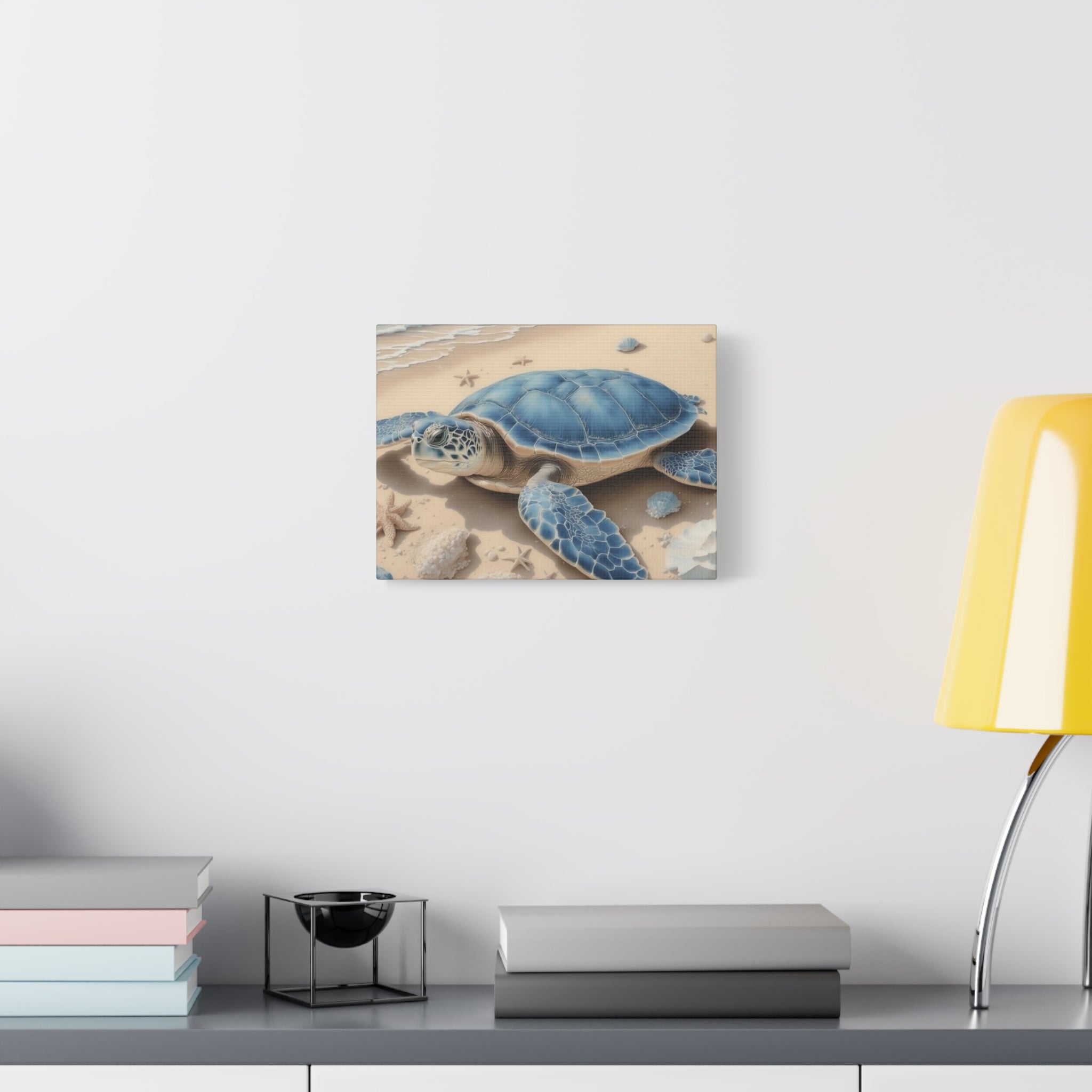 Blue Sea Turtle Canvas Art — Coastal Beach Wall Decor