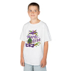 Kids Mardi Gras T-Shirt — Purple & Green Mask Design