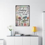 Today I Choose To Be Happy Canvas Wall Art — Floral Dragonfly Inspirational Quote