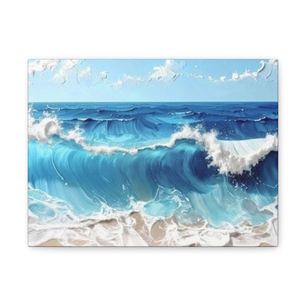 Ocean Waves Matte Canvas Wall Art — Blue Seascape Stretched Canvas