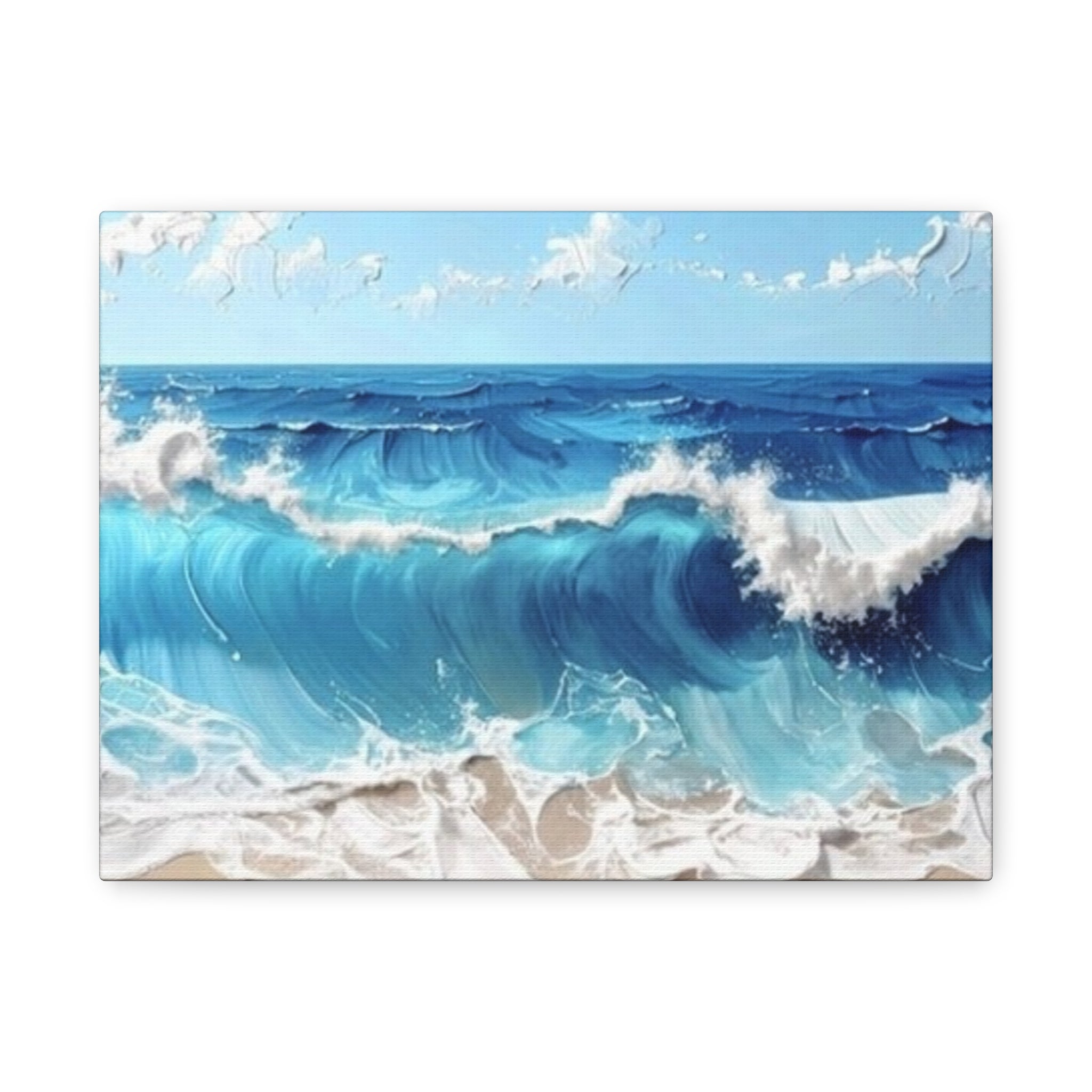 Ocean Waves Matte Canvas Wall Art — Blue Seascape Stretched Canvas