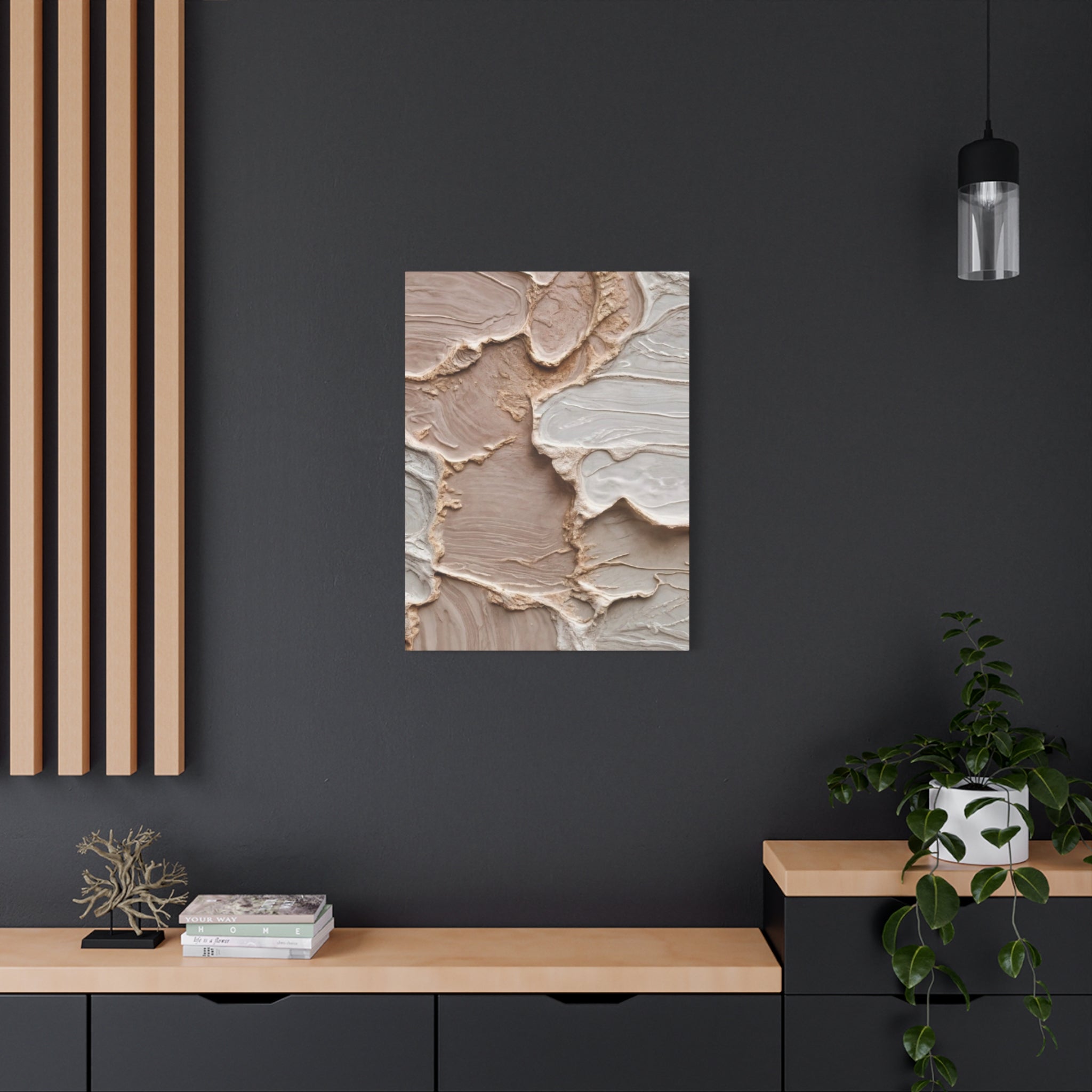 Neutral Textured Abstract Canvas Print — Beige & Cream Wall Art, Matte Stretched 1.25"