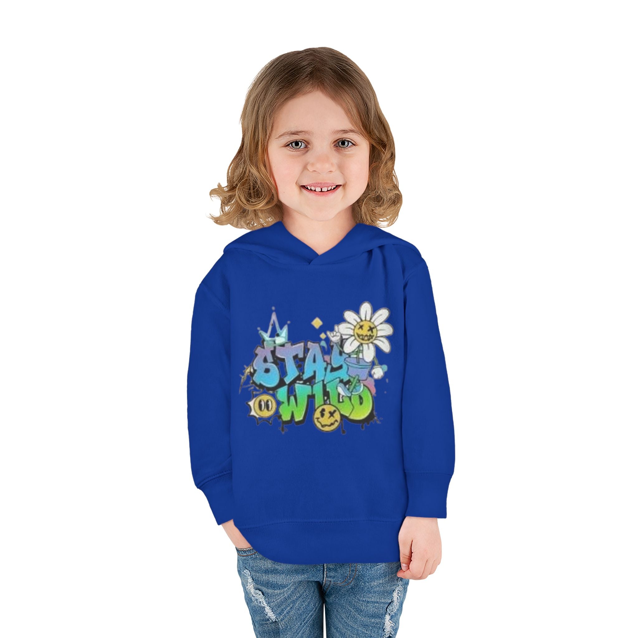 Toddler Hoodie — 'Stay Wild' Graffiti Daisy Pullover