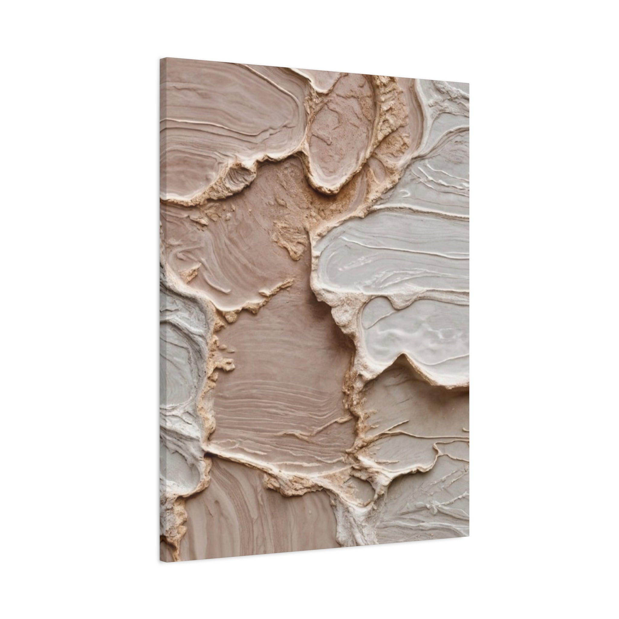 Neutral Textured Abstract Canvas Print — Beige & Cream Wall Art, Matte Stretched 1.25"