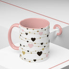 Heart Garland Accent Coffee Mug — Pink & Gold Valentine Ceramic