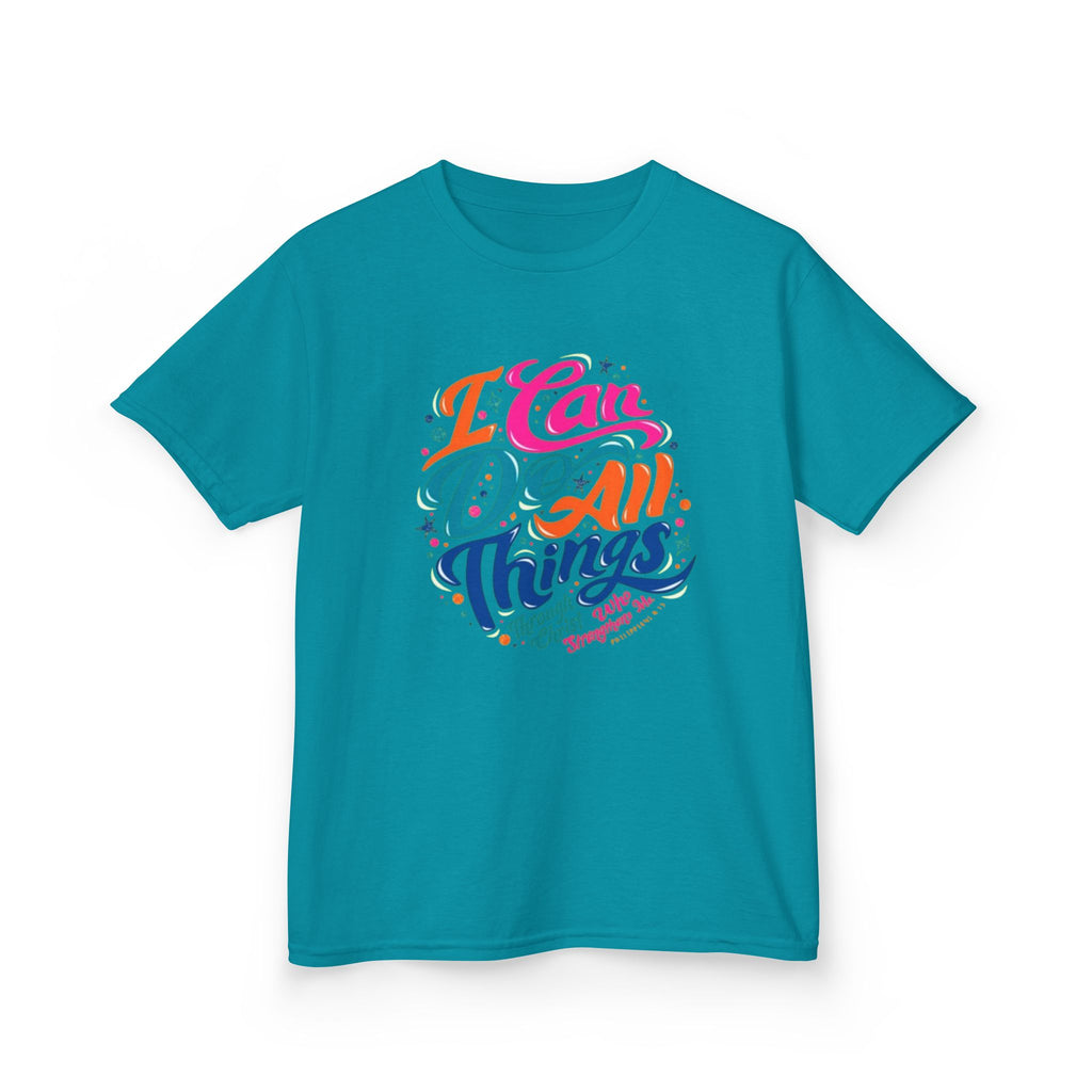 Kids T‑Shirt — "I Can Do All Things" Inspirational Rainbow Tee