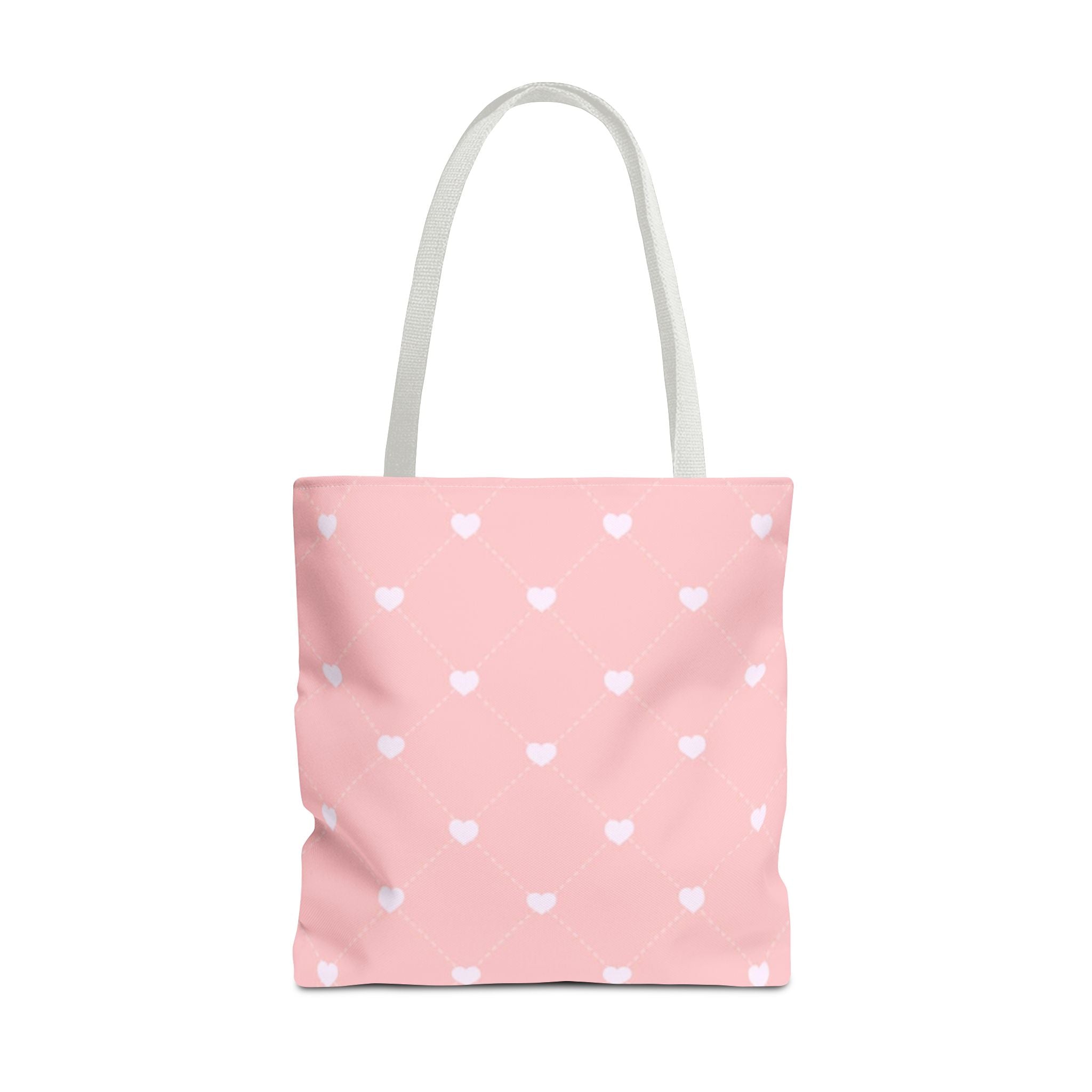 Pink Heart Pattern Tote Bag — Cute Pink AOP Shopper for Everyday Use