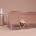 Sunset Goose Oval Photo Necklace — Personalized Tear Drop Pendant