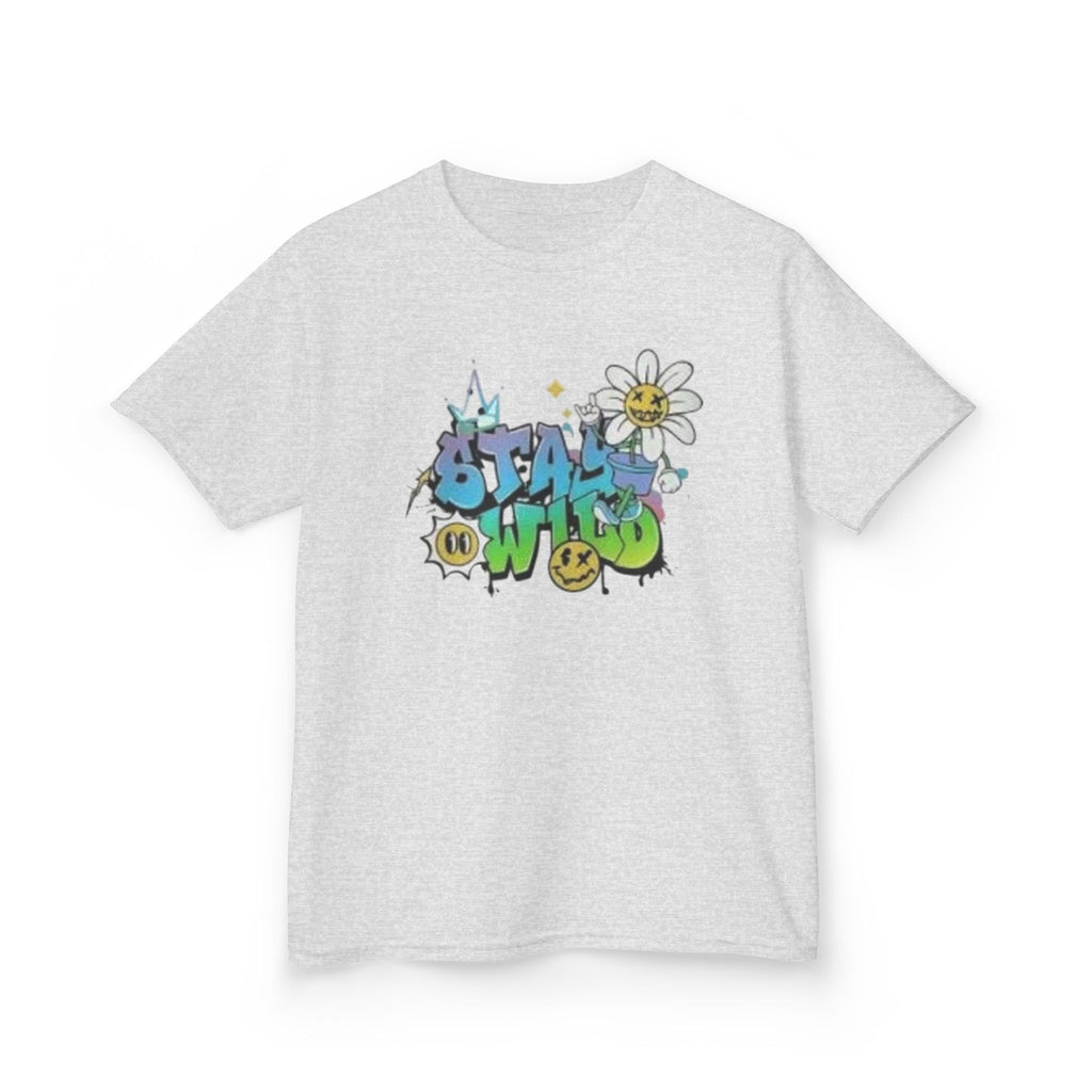 Kids Tee — "Stay Wild" Graffiti Daisy Graphic