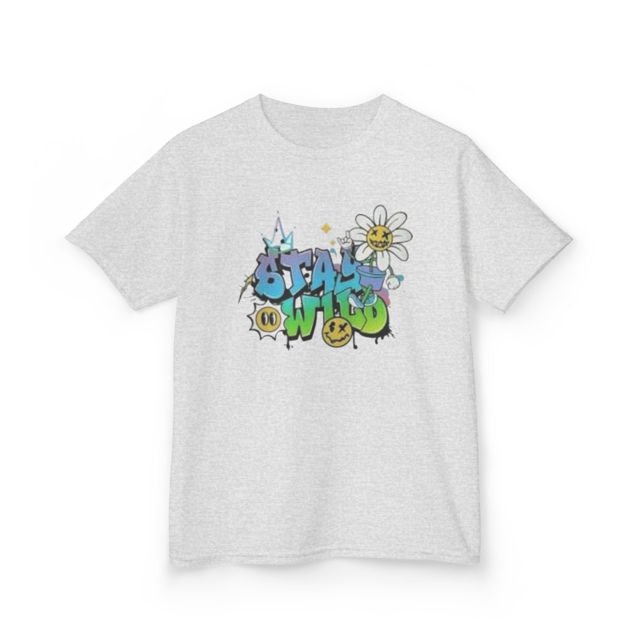 Kids Tee — "Stay Wild" Graffiti Daisy Graphic