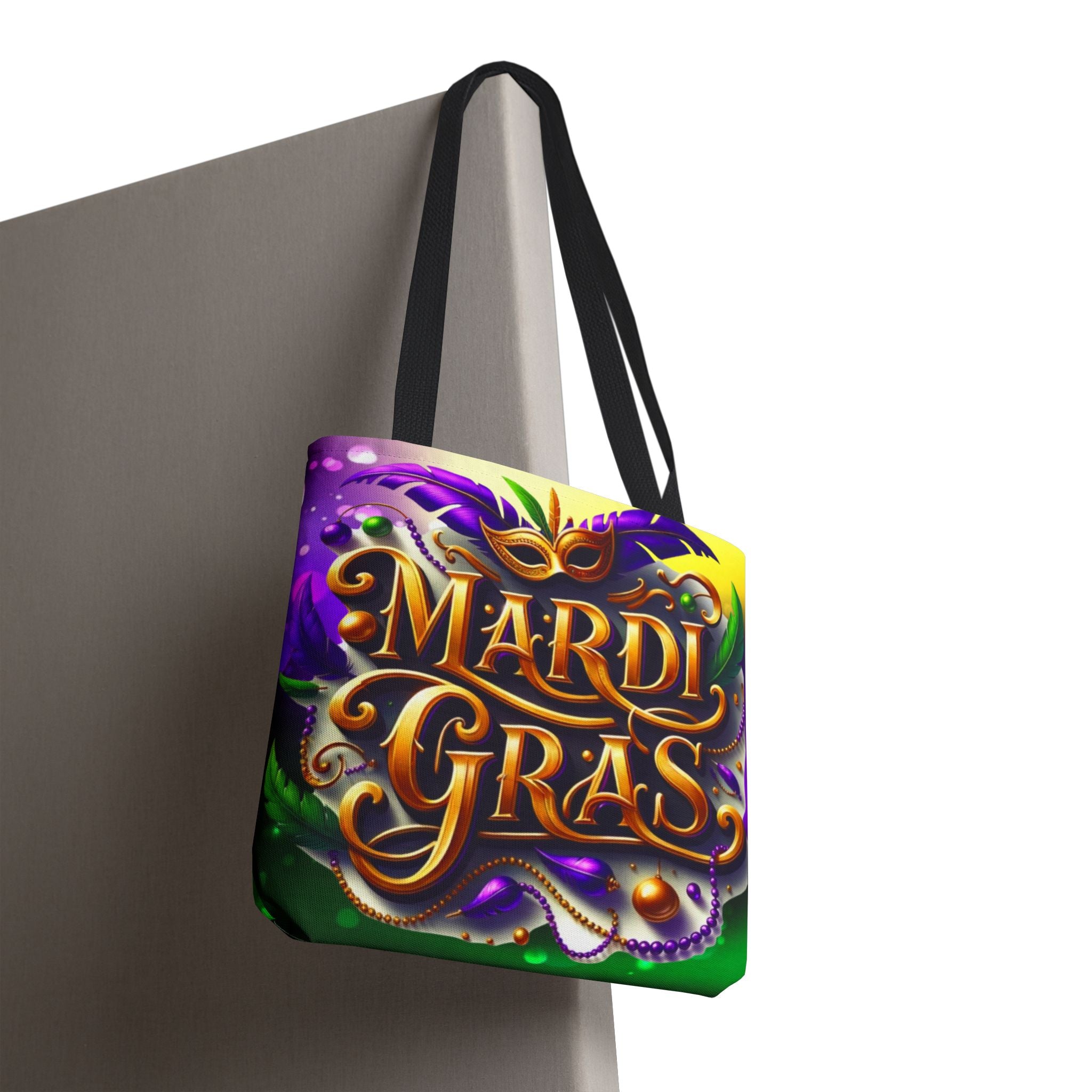 Mardi Gras Tote Bag — Colorful Carnival Mask & Beads Festival Tote