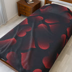 Red Heart Pattern Velveteen Plush Blanket — Cozy Romantic Throw for Valentine’s Day