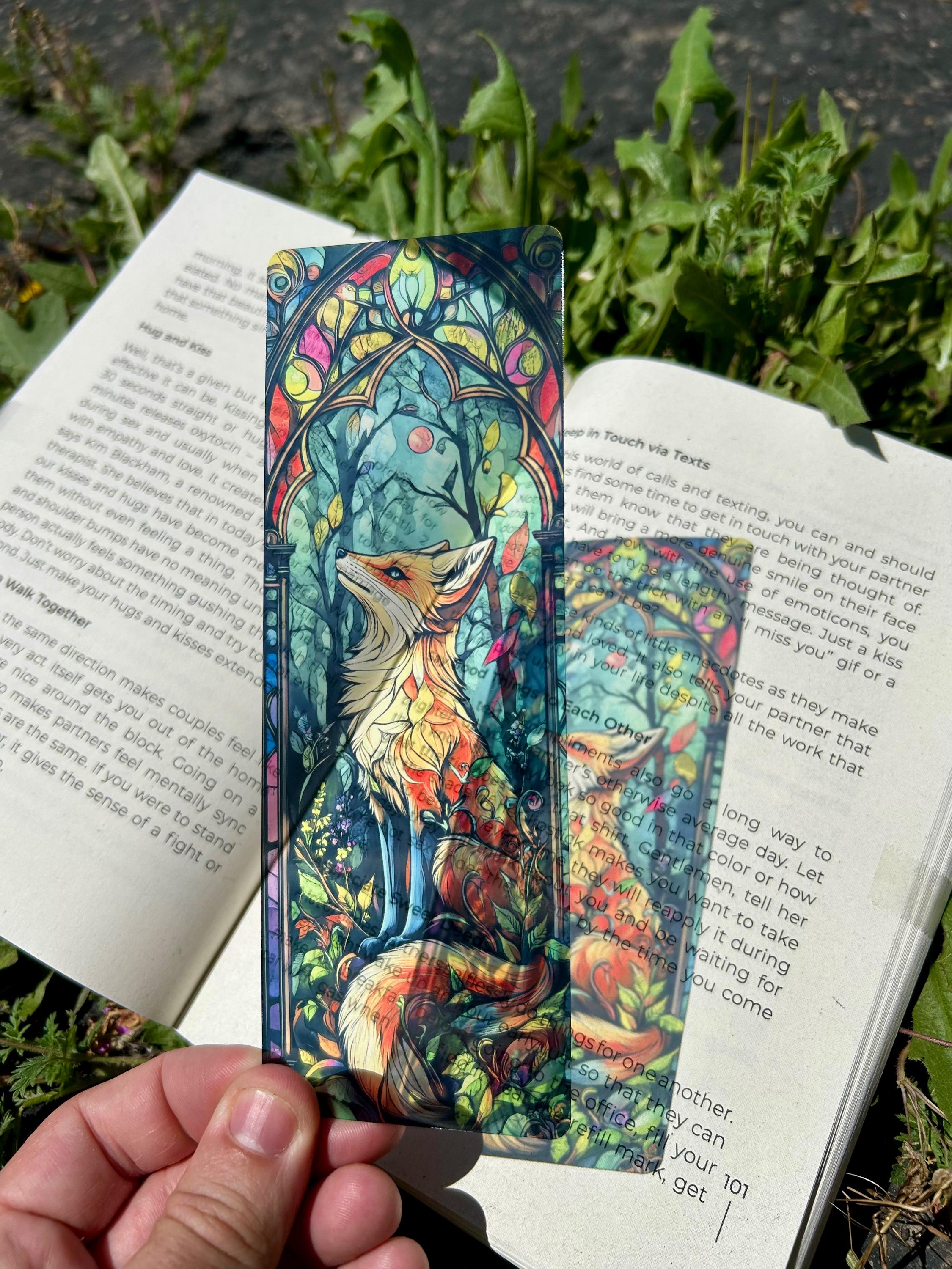Mythical Fox Stained Glass Bookmark - Enchanted Fox Art, Magical Fox Gift, Unique Fox Bookmark