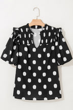 Pola Dot Balloon Sleeve Blouse